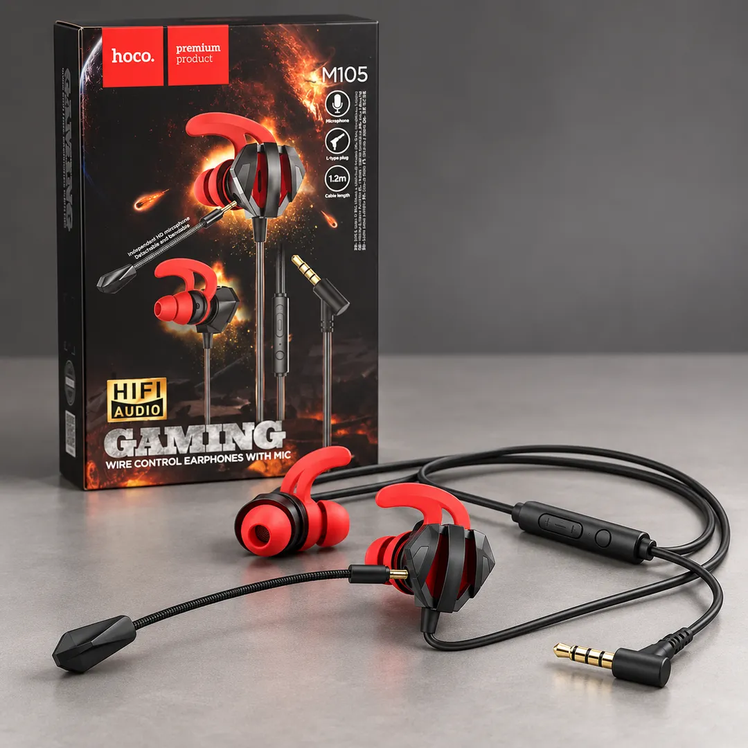 Hoco M105 Sharp, wired gaming earphones with mic Original Base